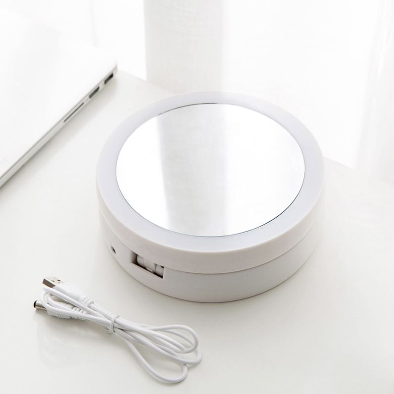 LED Portable Folding Double-Sided Cosmetic Mirror