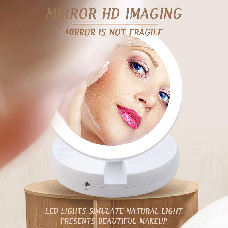 LED Portable Folding Double-Sided Cosmetic Mirror